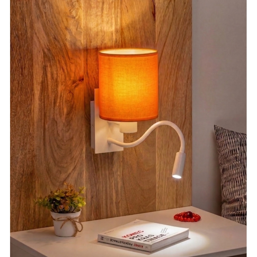 Brilagi - LED prilagodljiva stenska svetilka NUBILA 1xE27/25W/230V + LED/3W bela/oranžna