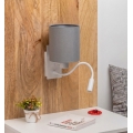 Brilagi - LED prilagodljiva stenska svetilka NUBILA 1xE27/25W/230V + LED/3W bela/svetlo siva