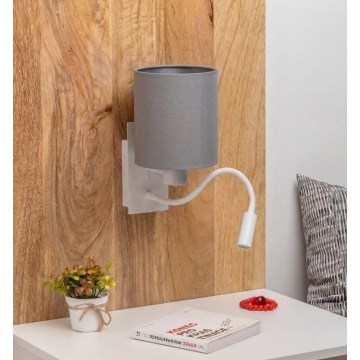 Brilagi - LED prilagodljiva stenska svetilka NUBILA 1xE27/25W/230V + LED/3W bela/svetlo siva