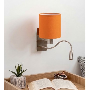 Brilagi - LED prilagodljiva stenska svetilka NUBILA 1xE27/25W/230V + LED/3W matiran krom/oranžna