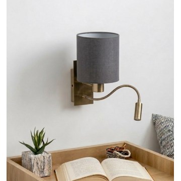 Brilagi - LED prilagodljiva stenska svetilka NUBILA 1xE27/25W/230V + LED/3W medenina/svetlo siva