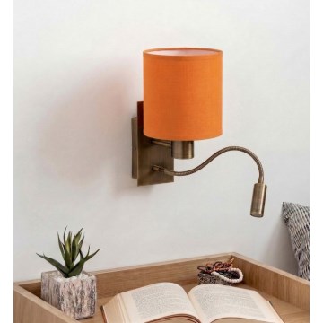 Brilagi - LED prilagodljiva stenska svetilka NUBILA 1xE27/25W/230V + LED/3W mesing/oranžna