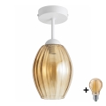 BRILAGI - LED Pritrdjen lestenec RETRO GLASS 1xE27/60W/230V premer 17 cm bela/dimljeno bež