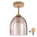 BRILAGI - LED Pritrdljiv stropni lestenec RETRO GLASS 1xE27/60W/230V premer 17 cm bež/dimno bež