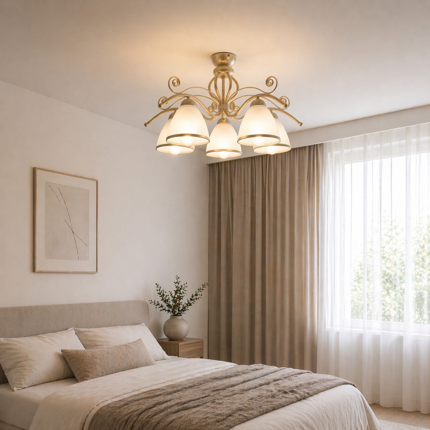 Brilagi - LED pritrjen lestenec ANTICO 5xE27/60W/230V 3000K bela patina
