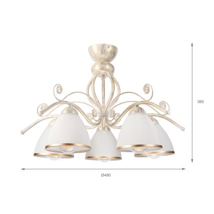 Brilagi - LED pritrjen lestenec ANTICO 5xE27/60W/230V 3000K bela patina