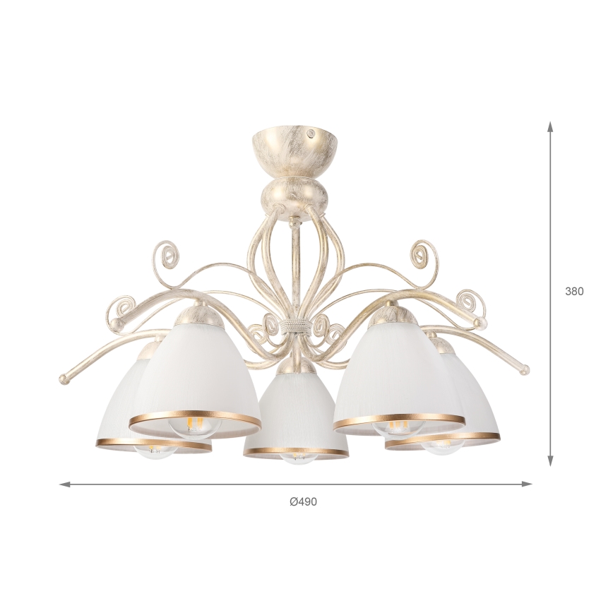 Brilagi - LED pritrjen lestenec ANTICO 5xE27/60W/230V 3000K bela patina