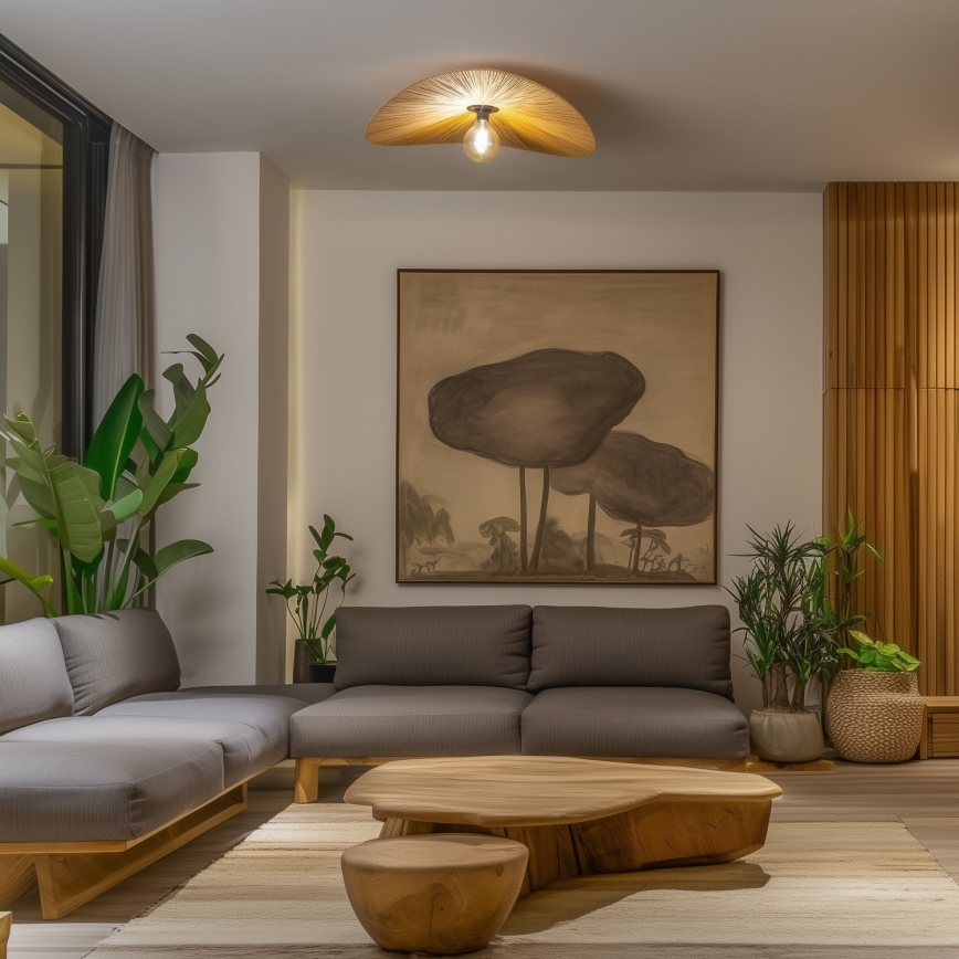 Brilagi - LED pritrjen lestenec CERIA BOHO 1xE27/40W/230V, premer 80 cm, rafija