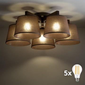 BRILAGI - LED pritrjen lestenec LATTE 5xE27/15W/230V sosna/rjava