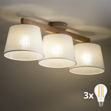 BRILAGI - LED pritrjen lestenec LATTE SABIA 3xE27/15W/230V borovica/bela