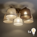 BRILAGI - LED pritrjen lestenec LATTE SABIA 5xE27/15W/230V borovica/mešanica