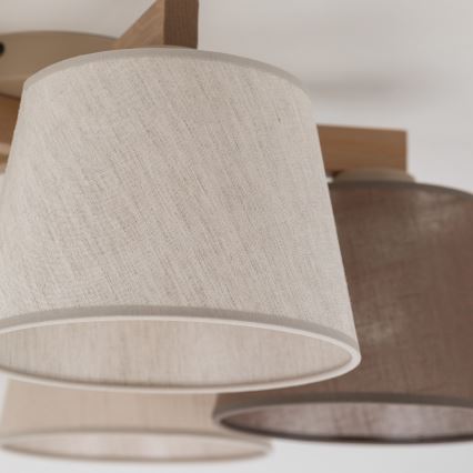 BRILAGI - LED pritrjen lestenec LATTE SABIA 5xE27/15W/230V borovica/mešanica