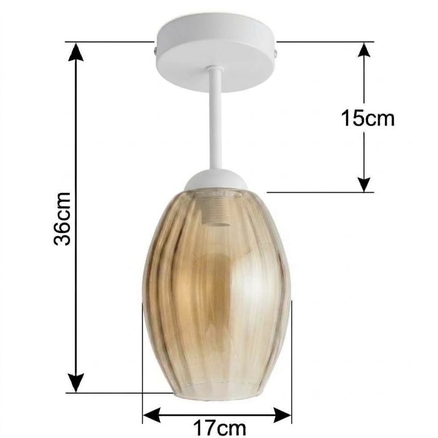 BRILAGI - LED Pritrdjen lestenec RETRO GLASS 1xE27/60W/230V premer 17 cm bela/dimljeno bež