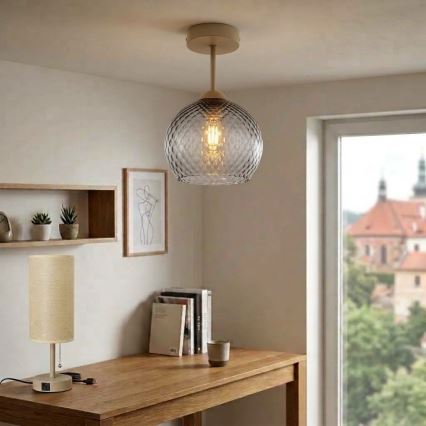 BRILAGI - LED Pritrdjen lestenec RETRO GLASS 1xE27/60W/230V premer 25 cm bež/dimna siva