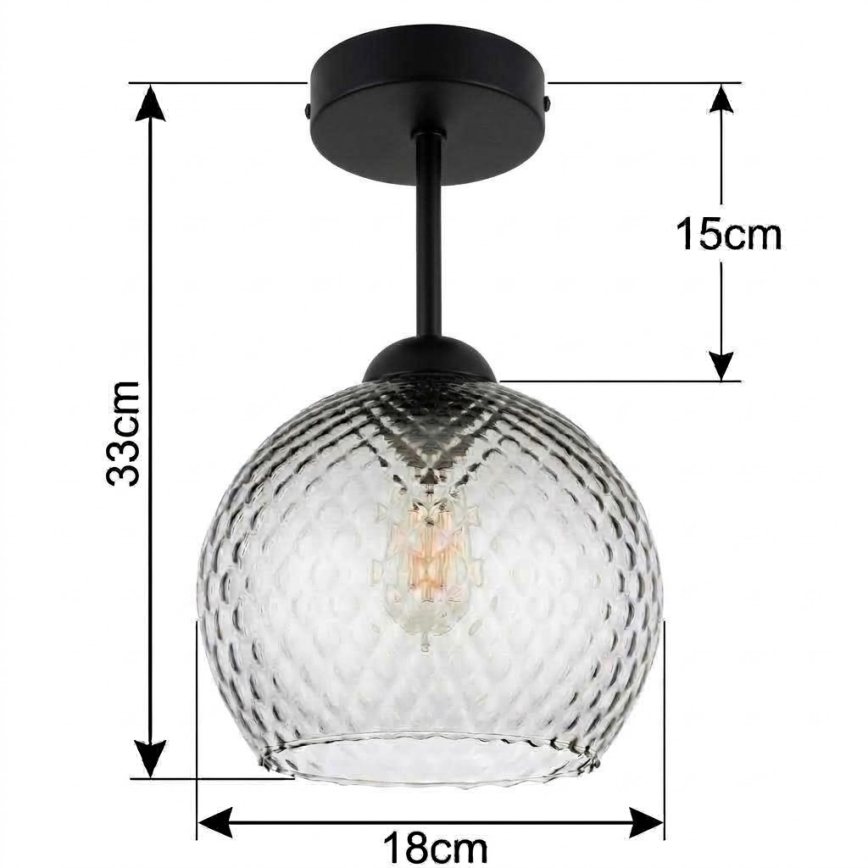 BRILAGI - LED stropni lestenec RETRO GLASS 1xE27/60W/230V premer 18 cm črna/dimna siva