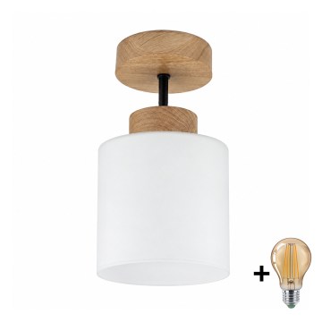 BRILAGI - LED Pritrjen lestenec RETRO GLASS 1xE27/60W/230V premer 10 cm hrast/bela