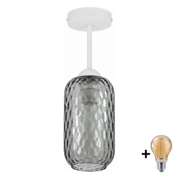 BRILAGI - LED pritrjen lestenec RETRO GLASS 1xE27/60W/230V premer 14 cm bela/dimljena siva