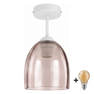 BRILAGI - LED pritrjen lestenec RETRO GLASS 1xE27/60W/230V premer 17 cm bela/dimljeno bež