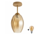 BRILAGI - LED pritrjen lestenec RETRO GLASS 1xE27/60W/230V, premer 17 cm, bež/dimno bež