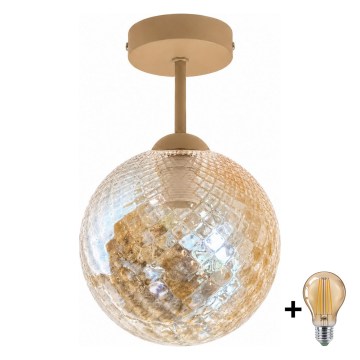BRILAGI - LED Pritrjen lestenec RETRO GLASS 1xE27/60W/230V premer 17 cm bež/dimno-bež