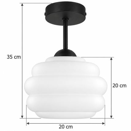 BRILAGI - LED pritrjen lestenec RETRO GLASS 1xE27/60W/230V, premer 20 cm, črna/bela