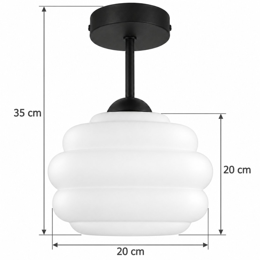 BRILAGI - LED pritrjen lestenec RETRO GLASS 1xE27/60W/230V, premer 20 cm, črna/bela