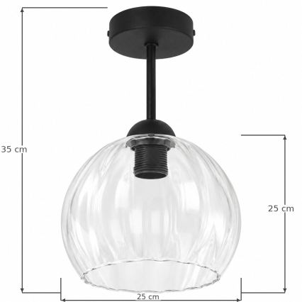 BRILAGI - LED pritrjen lestenec RETRO GLASS 1xE27/60W/230V premer 25 cm črna/prozorna