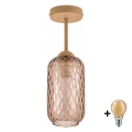 BRILAGI - LED Pritrjen lestenec RETRO GLASS 1xE27/60W/230V Ø 14 cm bež/dimno rjava