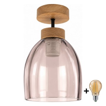 BRILAGI - LED pritrjen lestenec RETRO GLASS 1xE27/60W/230V Ø 17 cm hrast/dimno bež