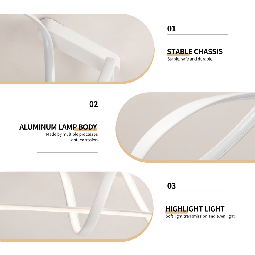 Brilagi - LED zatemljiv površinsko montiran lestenec TWISTER LED/60W/230V 3000-6000K bela + daljinski upravljalnik
