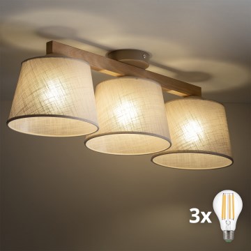 BRILAGI - LED Pritrjen stropni lestenec LATTE SABIA 3xE27/15W/230V borovina/bež
