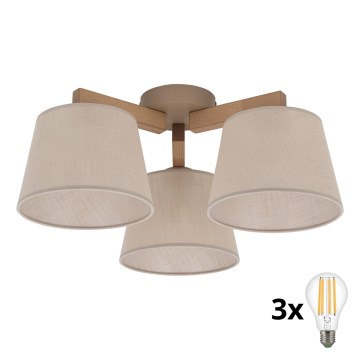BRILAGI - LED pritrjen stropni lestenec LATTE SABIA 3xE27/15W/230V borovina/bež