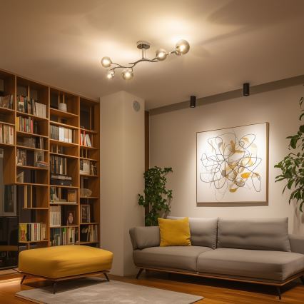 Brilagi - LED pritrjen stropni lestenec MISTEL 6xG9/3W/230V črni krom/dimno