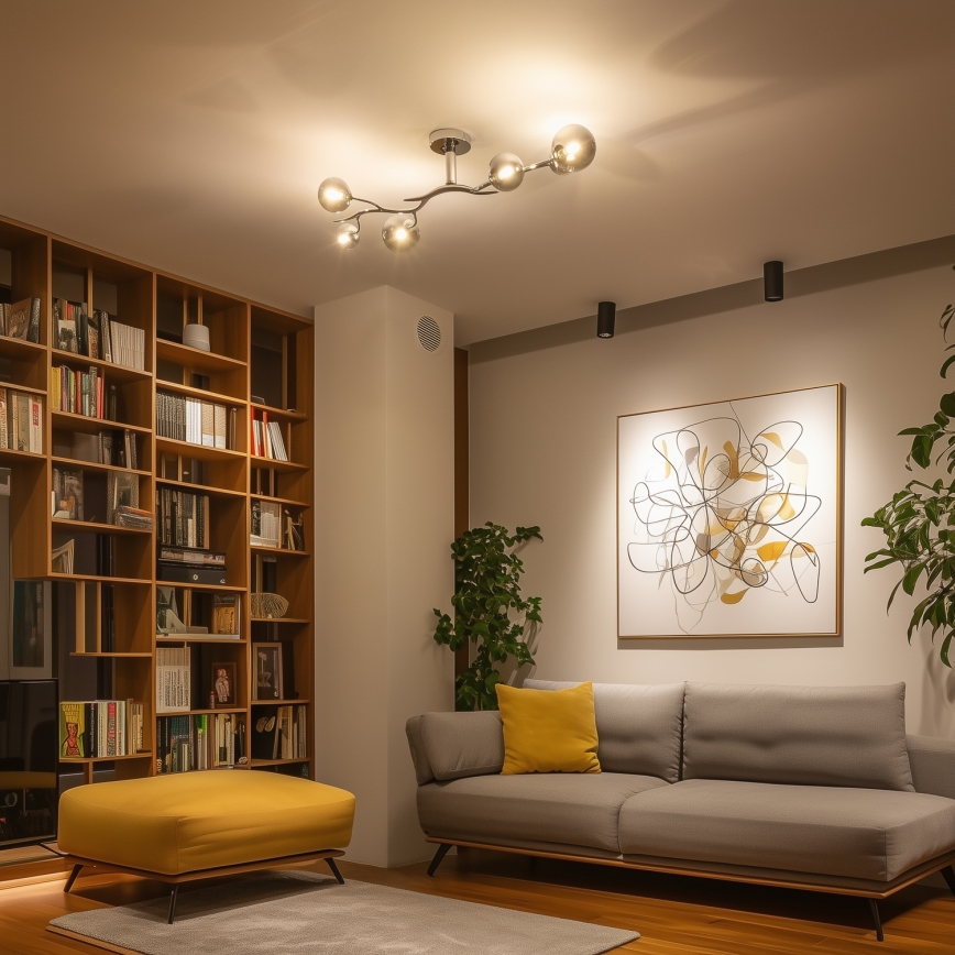 Brilagi - LED pritrjen stropni lestenec MISTEL 6xG9/3W/230V črni krom/dimno