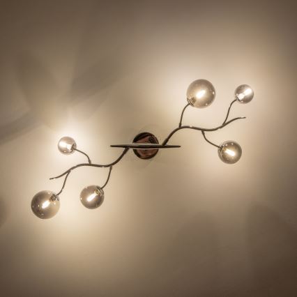 Brilagi - LED pritrjen stropni lestenec MISTEL 6xG9/3W/230V črni krom/dimno