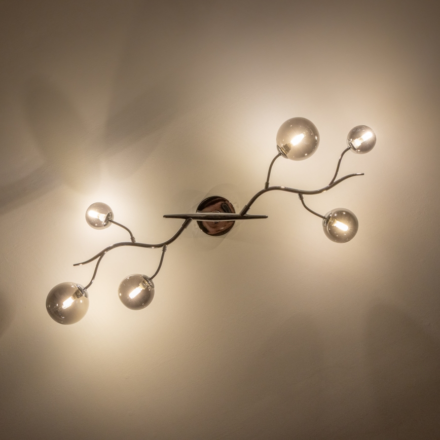 Brilagi - LED pritrjen stropni lestenec MISTEL 6xG9/3W/230V črni krom/dimno