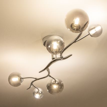 Brilagi - LED pritrjen stropni lestenec MISTEL 6xG9/3W/230V črni krom/dimno