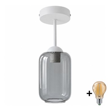 BRILAGI - LED pritrjen stropni lestenec RETRO GLASS 1xE27/60W/230V premer 14 cm bela/dimna siva