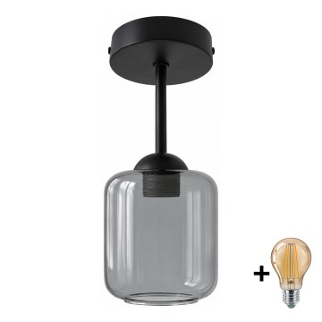BRILAGI - LED pritrjen stropni lestenec RETRO GLASS 1xE27/60W/230V premer 14 cm črna/dimna siva