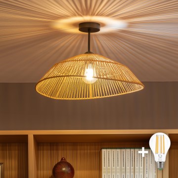 Brilagi - LED pritrjena stropna svetilka CERIA BOHO 1xE27/60W/230V premer 50 cm črna/rjava
