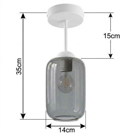 BRILAGI - LED pritrjen stropni lestenec RETRO GLASS 1xE27/60W/230V premer 14 cm bela/dimna siva