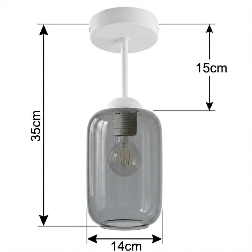 BRILAGI - LED pritrjen stropni lestenec RETRO GLASS 1xE27/60W/230V premer 14 cm bela/dimna siva