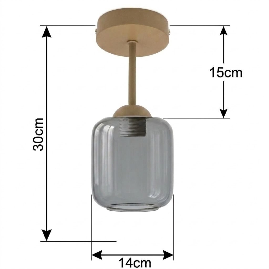 BRILAGI - LED Pritrjena stropna svetilka RETRO GLASS 1xE27/60W/230V premer 14 cm bež/dimno siva