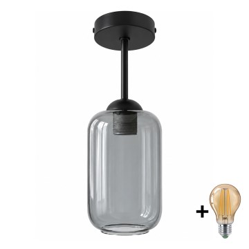 BRILAGI - LED pritrjena stropna svetilka RETRO GLASS 1xE27/60W/230V premer 14 cm črna/zadimljena siva