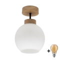 BRILAGI - LED Pritrjena stropna svetilka RETRO GLASS 1xE27/60W/230V premer 15 cm hrast/bela