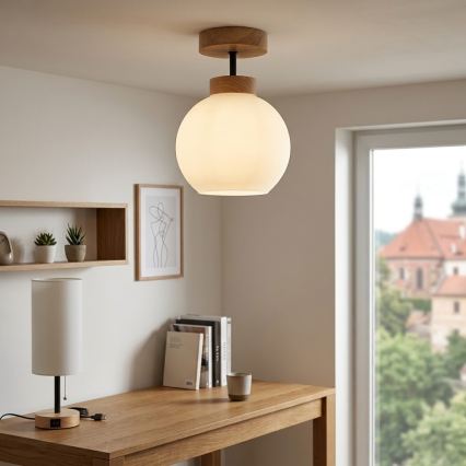BRILAGI - LED Pritrjena stropna svetilka RETRO GLASS 1xE27/60W/230V premer 15 cm hrast/bela
