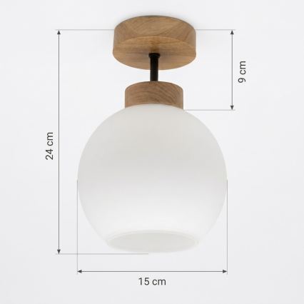 BRILAGI - LED Pritrjena stropna svetilka RETRO GLASS 1xE27/60W/230V premer 15 cm hrast/bela