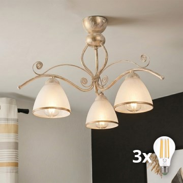 Brilagi - LED pritrjeni lestenec ANTICO 3xE27/60W/230V, bela patina