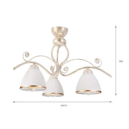 Brilagi - LED pritrjeni lestenec ANTICO 3xE27/60W/230V, bela patina