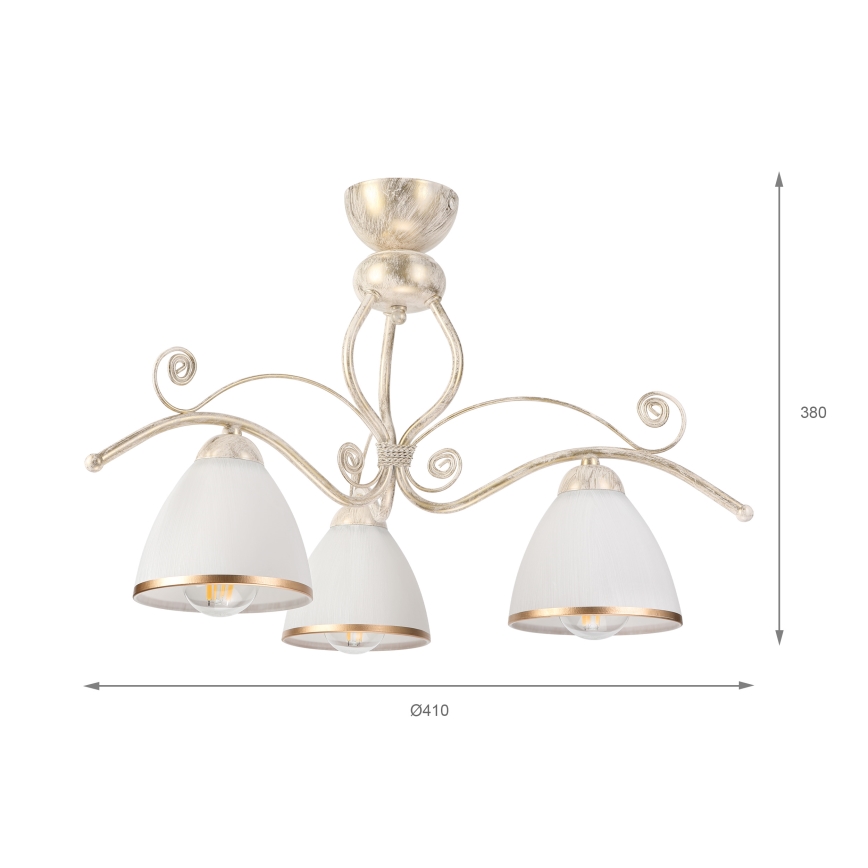 Brilagi - LED pritrjeni lestenec ANTICO 3xE27/60W/230V, bela patina